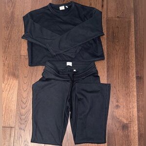 Aritzia Black Track Pants and Cropped Top Set